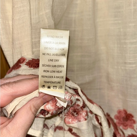 Max Studio Cream and Pink Embroidered Floral Blouse - Picture 7 of 7